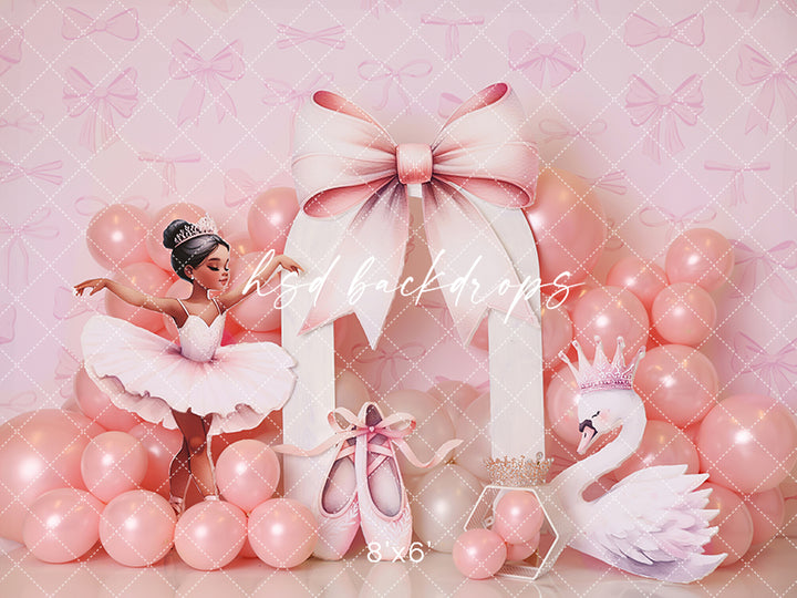 Pink Ballet Bow Cake Smash Backdrop