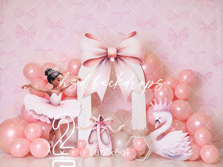 Pink Ballet Swan Princess Birthday Cake Smash Backdrop for Photos