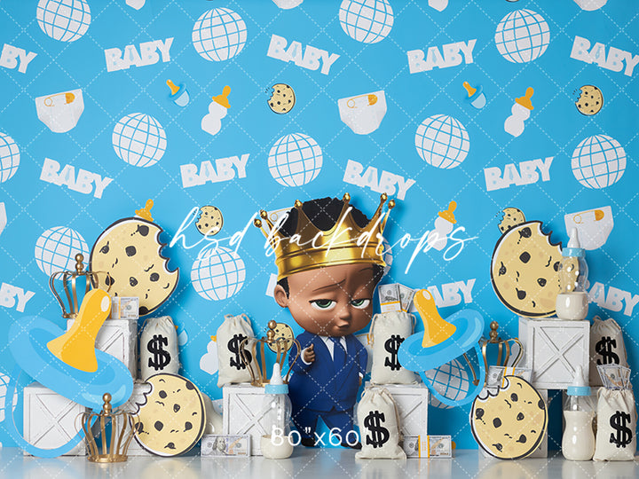 Little Baby Boss 1st Birthday Cake Smash Photography Background