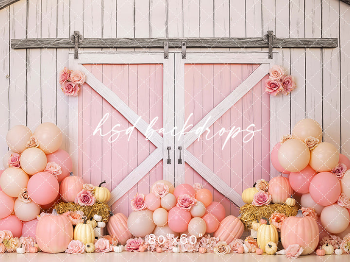 Little Pink Pumpkin Cake Smash Photo Backdrop for Fall 