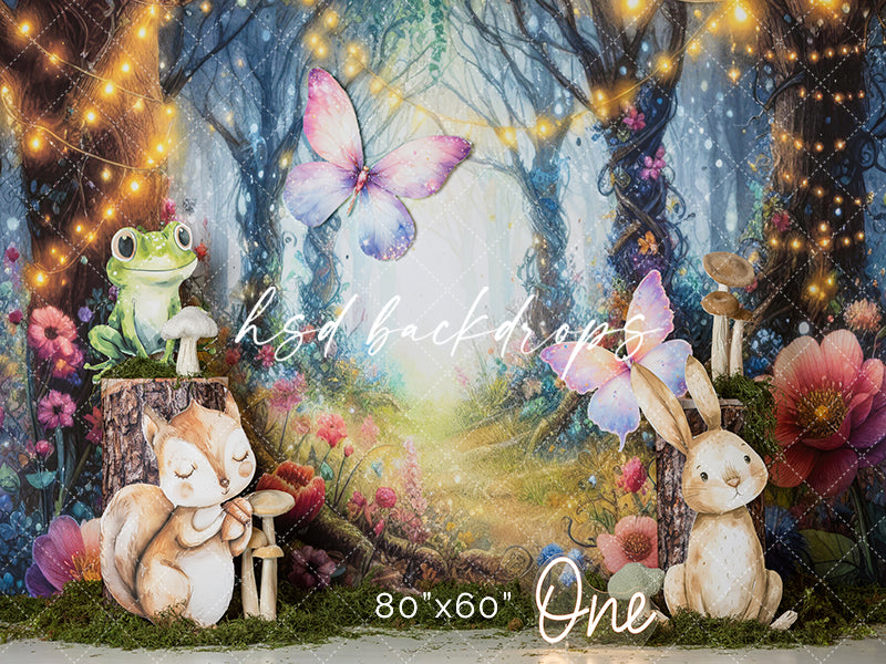 Mystical Enchanted Forest Backdrop for Birthday Cake Smash Photoshoot 