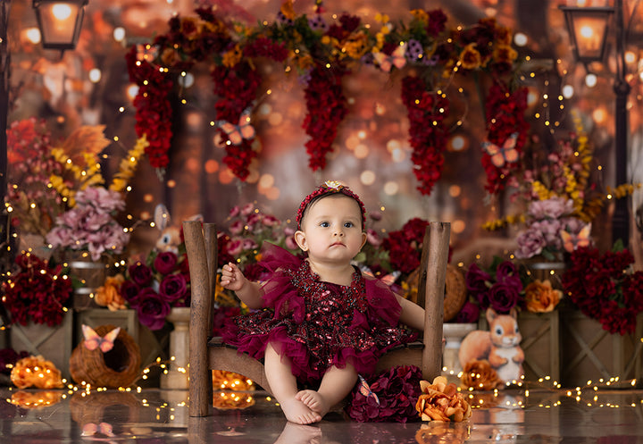 Fall Birthday Cake Smash Photo Backdrop 