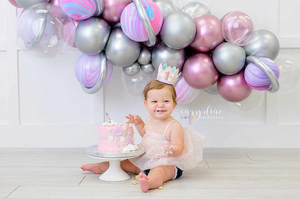 Space Balloons Cake Smash Backdrop for Photography