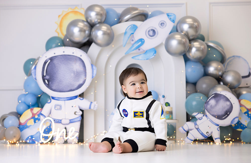 Astronaut Smash Cake Photoshoot Backdrop for Boys 