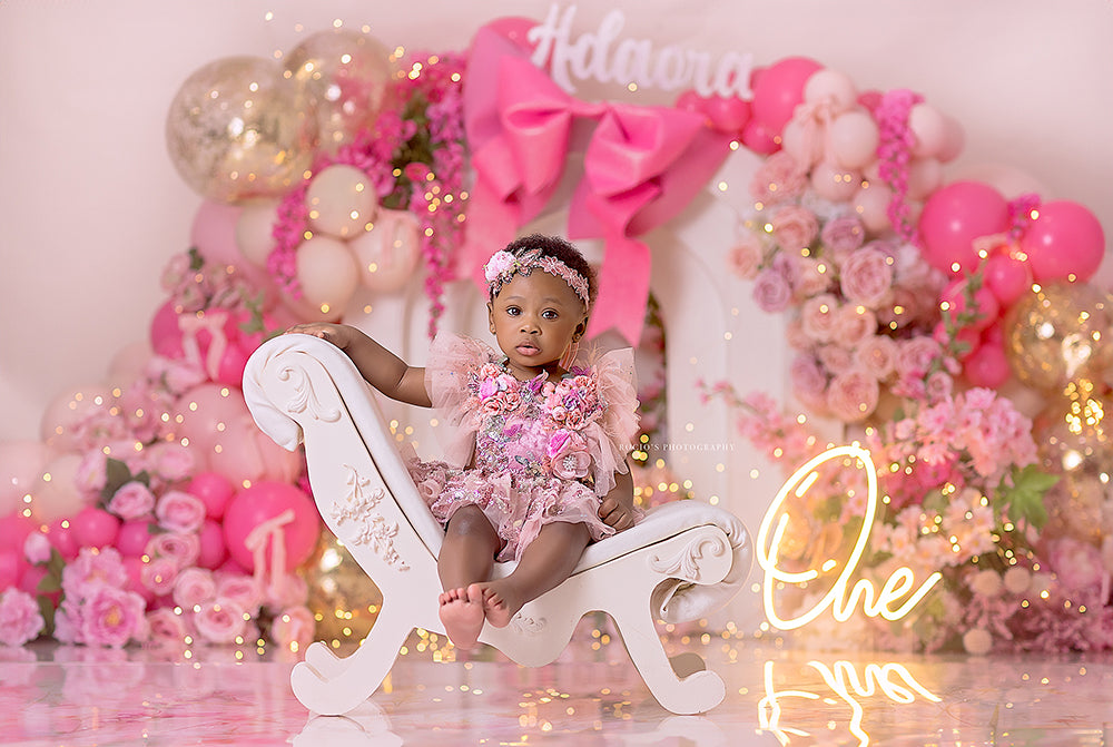 Pink Coquette Bow backdrops for cake photography