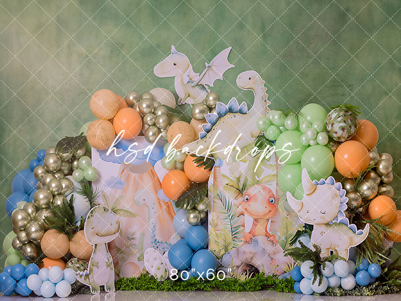 Dino Bash Boys First Birthday Cake Smash Backdrop for Photography