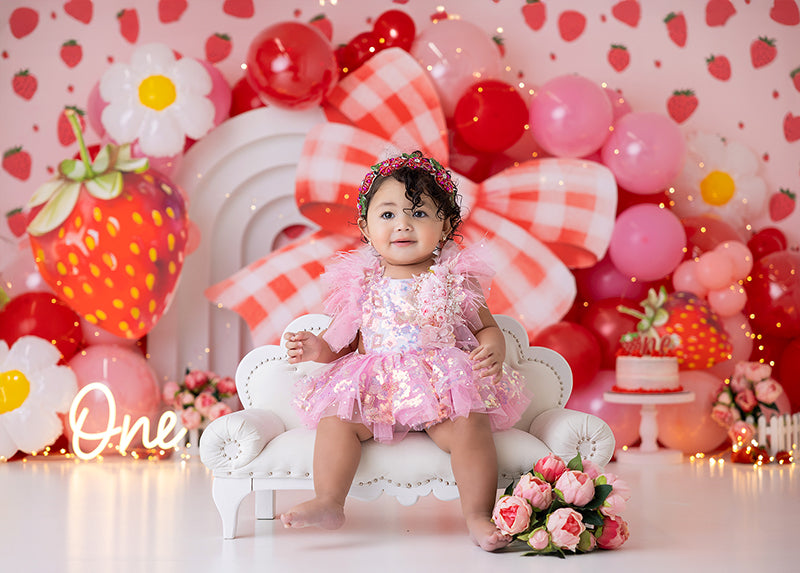 Strawberry Shortcake Backdrop for Cake SmashPhotography 