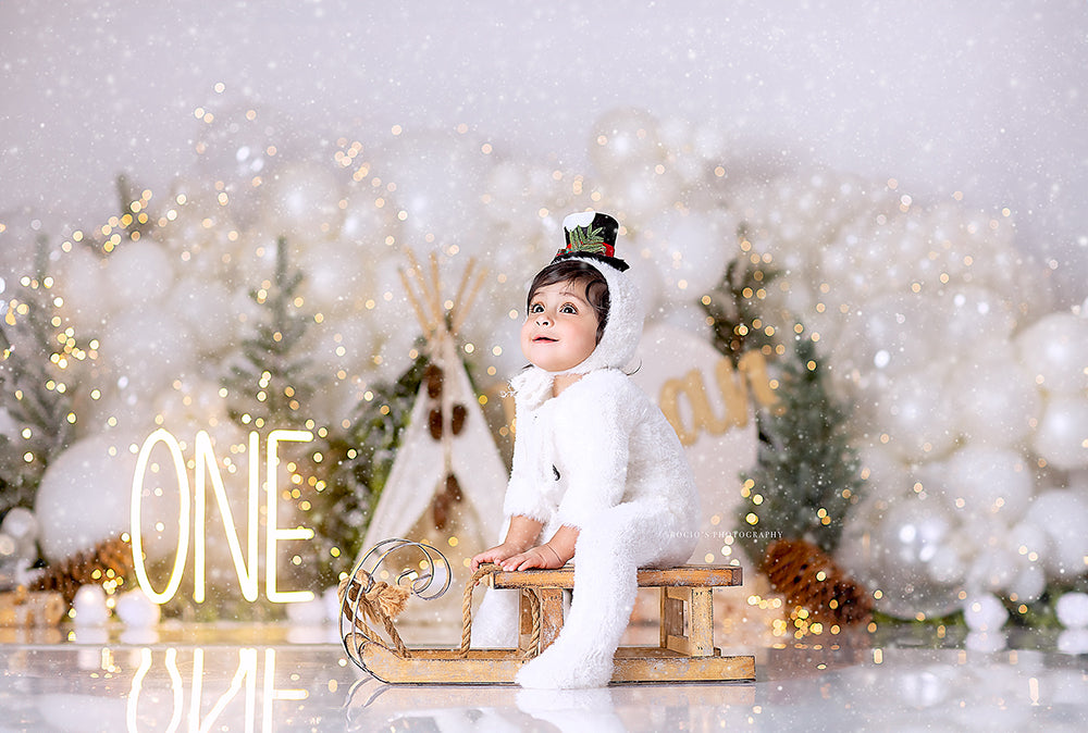 Christmas Winter Woodland Cake Smash Photography Backdrop