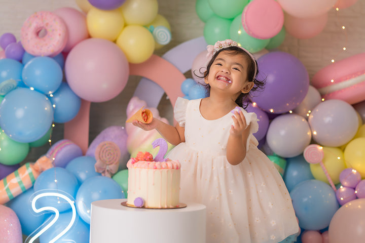 Two Sweet Celebration Cake Smash Photo Backdrop Girl