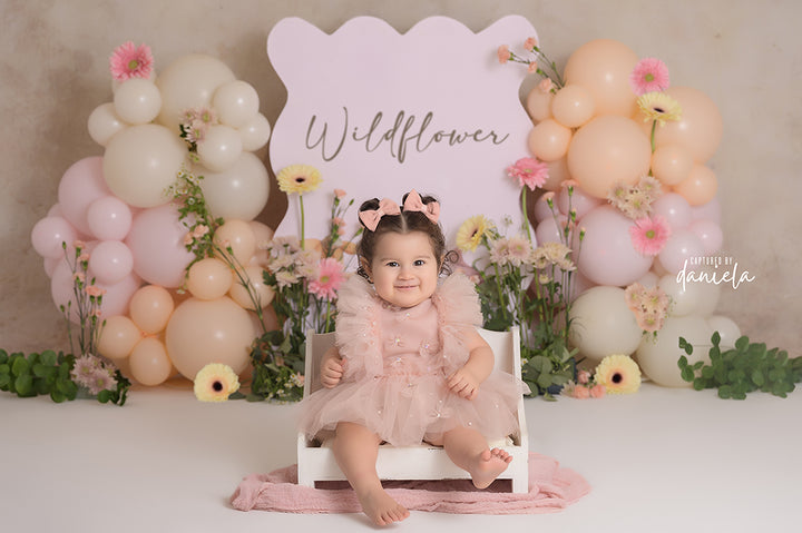 Wildflower First Birthday Cake Smash Backdrop for Photos