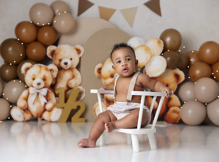 Teddy Bear Birthday Cake Smash Background for Photography