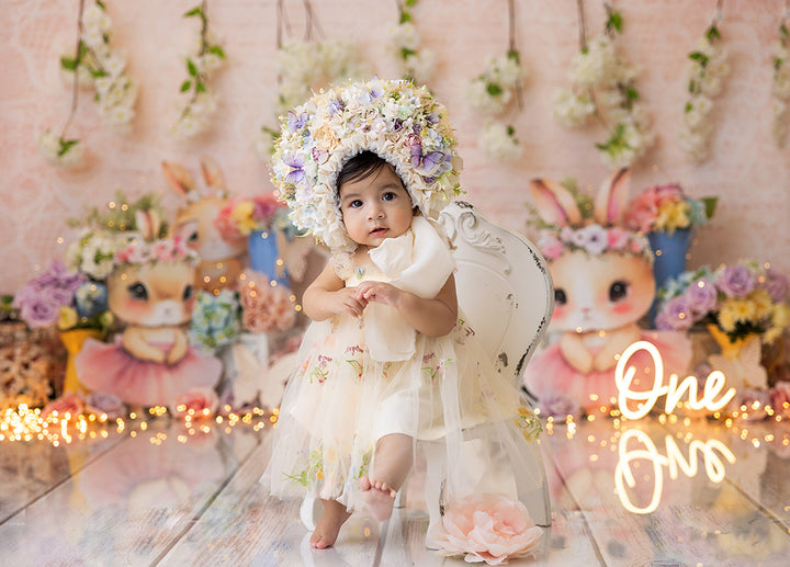 Cute Easter Backdrop with Bunnies for Photography 