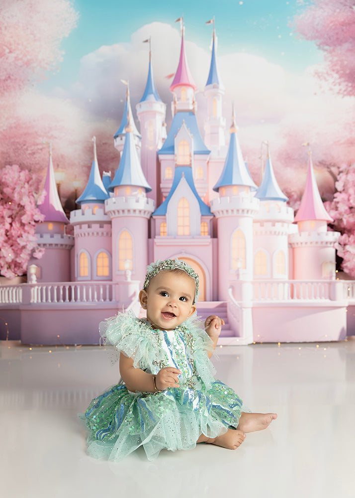 Princess Castle 1st Birthday Cake Smash Photo Backdrop for Girls