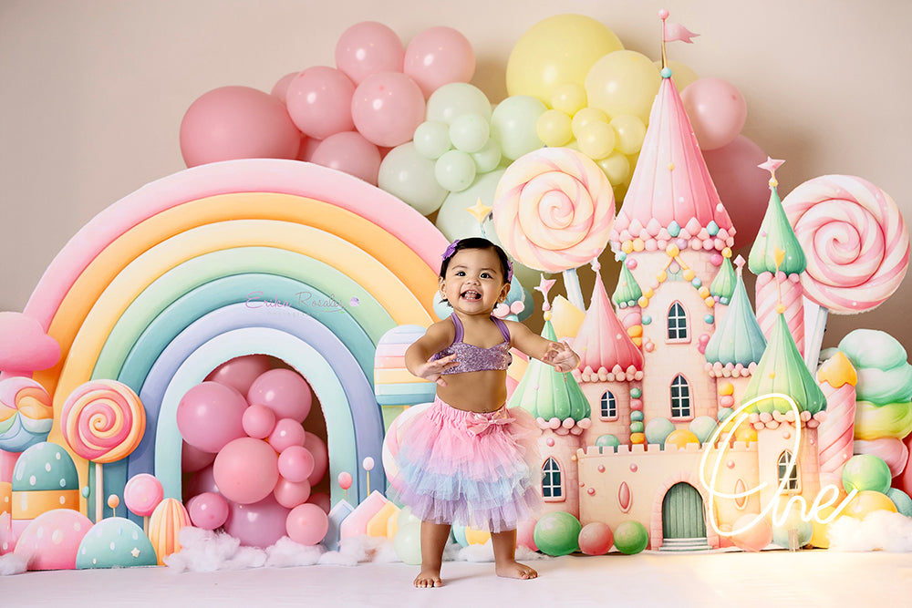 Candy castle Cake Smash Birthday Photo Backdrop