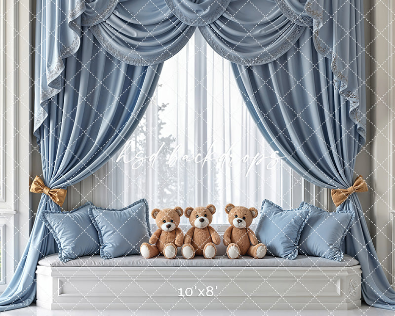 Teddy Bear Window Seat - Blue