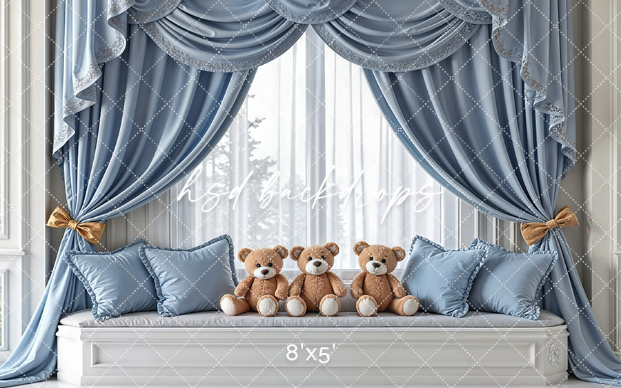 Teddy Bear Window Seat - Blue