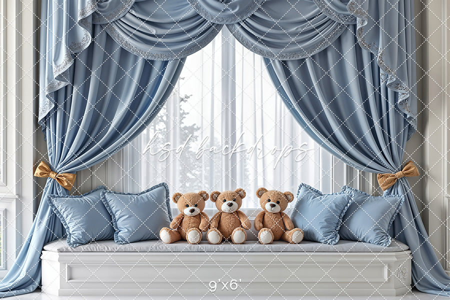 Teddy Bear Window Seat - Blue