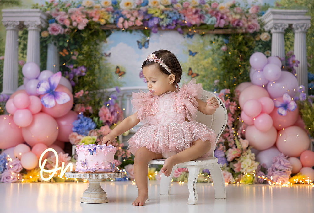 Secret Garden Bridge Birthday Cake Smash Girl Photo Backdrop