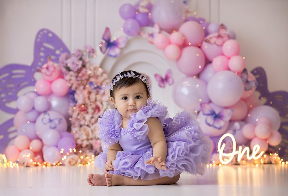 butterfly wings arch cake smash girl backdrop for photography