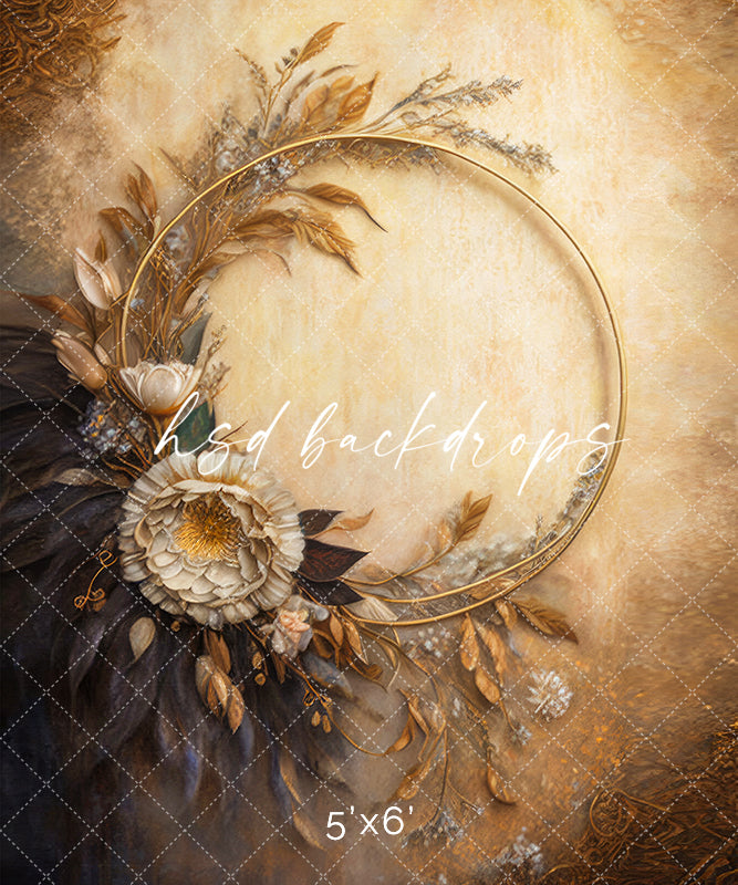 Boho Floral Hoop Photo Backdrop for Maternity Photoshoot 