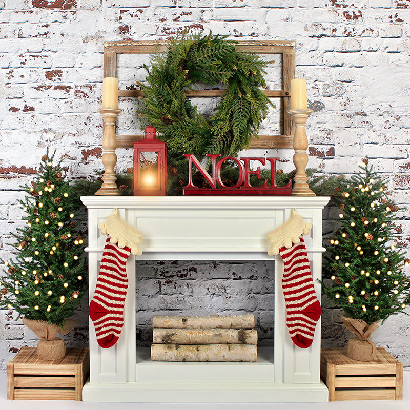 Noel Christmas Fireplace - HSD Photography Backdrops 