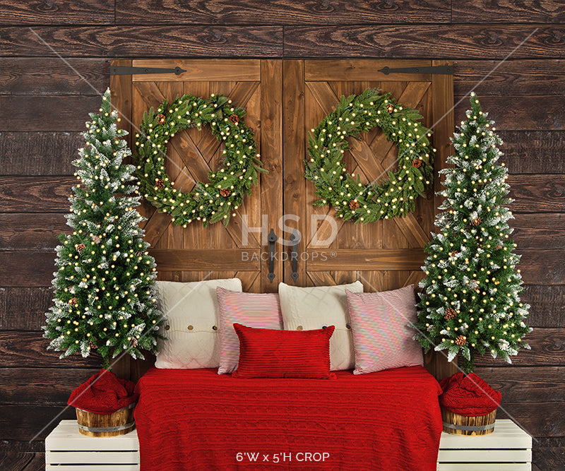 Barn Doors Christmas Headboard - HSD Photography Backdrops 