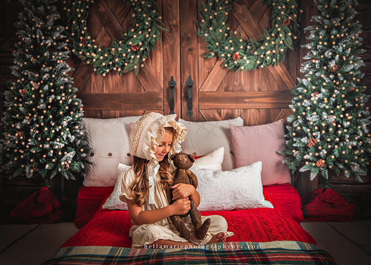 Barn Doors Christmas Headboard - HSD Photography Backdrops 