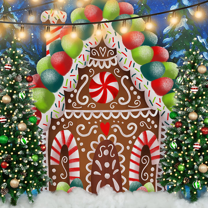 Gingerbread House Winter Wonderland - HSD Photography Backdrops 