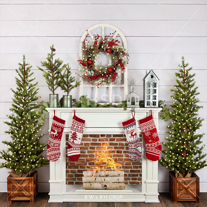 Fair Isle Christmas Fireplace - HSD Photography Backdrops 