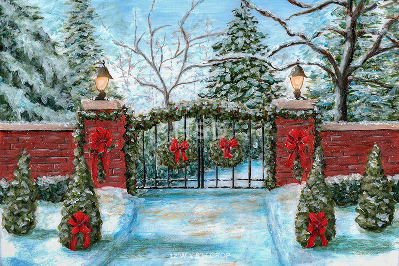 Snowy Christmas Gate - HSD Photography Backdrops 