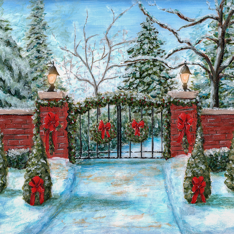 Snowy Christmas Gate - HSD Photography Backdrops 