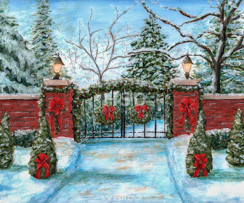 Snowy Christmas Gate - HSD Photography Backdrops 