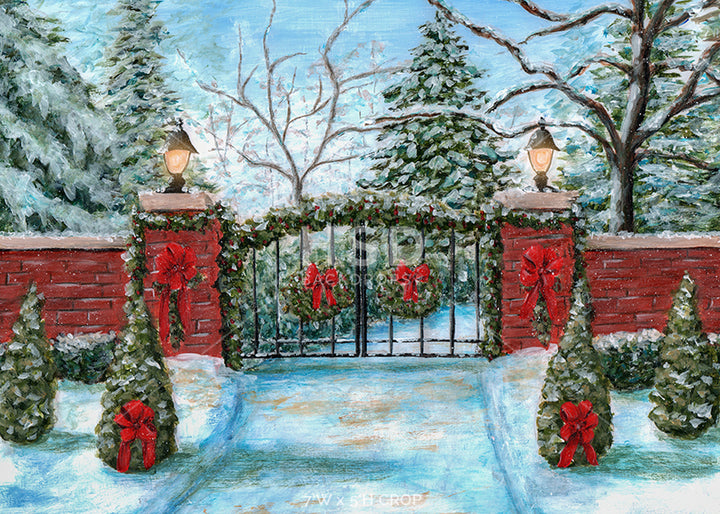 Snowy Christmas Gate - HSD Photography Backdrops 