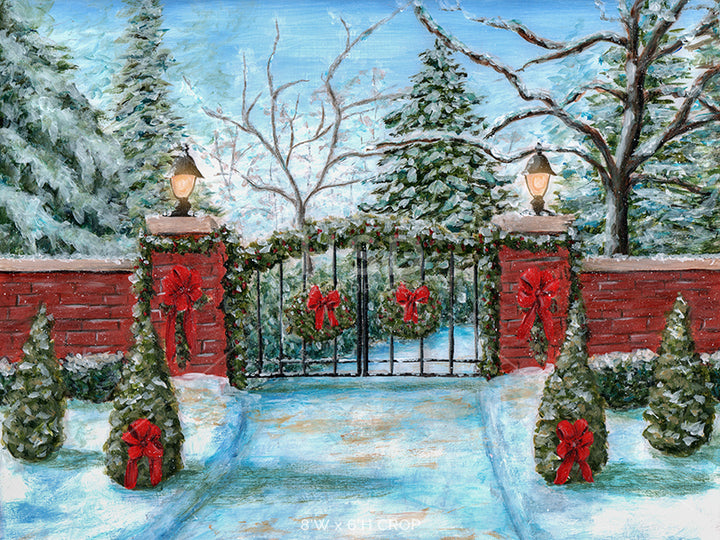 Snowy Christmas Gate - HSD Photography Backdrops 