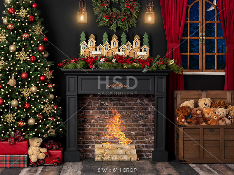 Waiting for Santa (fire) - HSD Photography Backdrops 