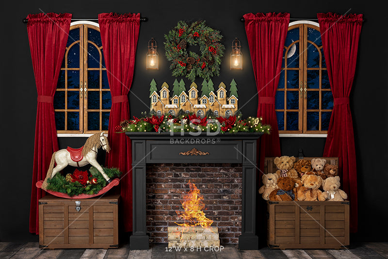 Christmas Night (fire) - HSD Photography Backdrops 