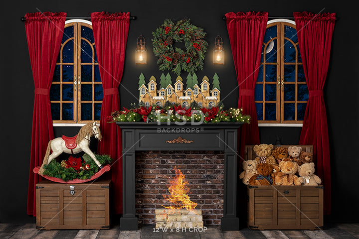 Christmas Night (fire) - HSD Photography Backdrops 