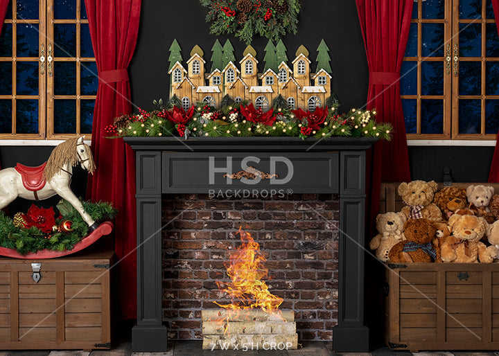 Christmas Night (fire) - HSD Photography Backdrops 