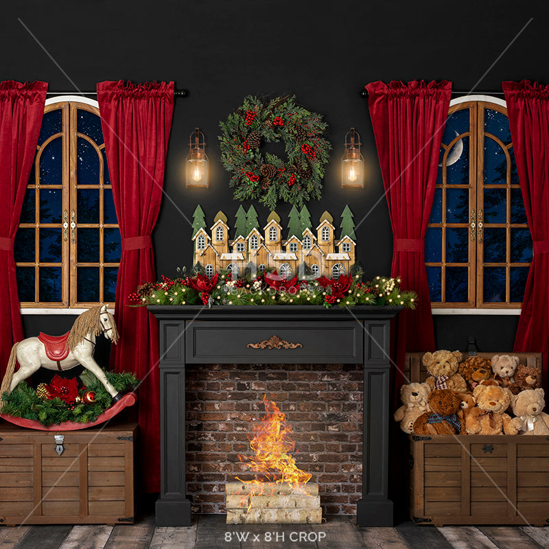 Christmas Night (fire) - HSD Photography Backdrops 