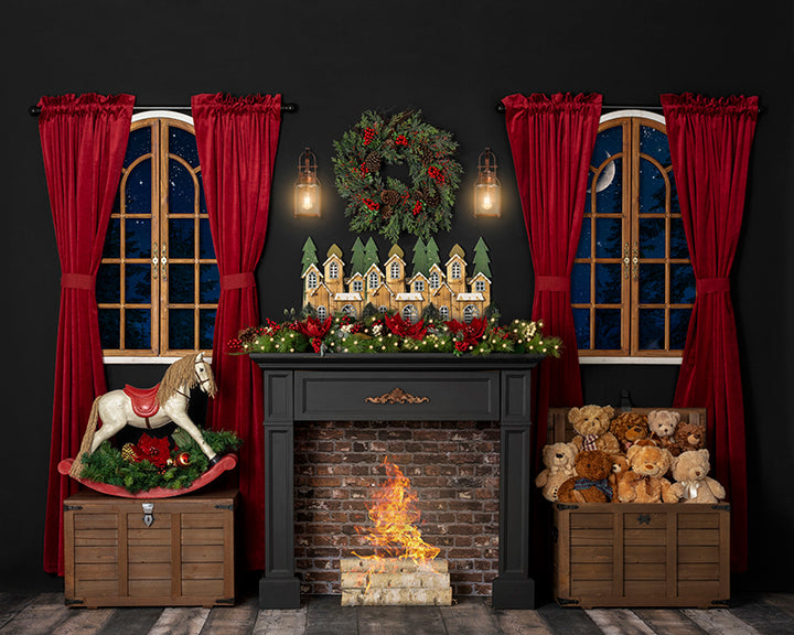 Christmas Night (fire) - HSD Photography Backdrops 