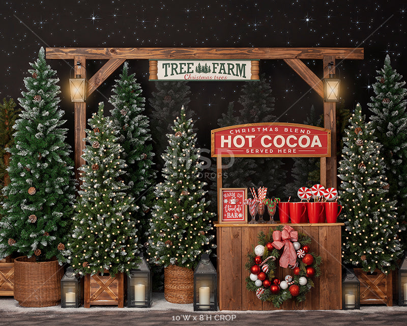 Hot Cocoa Tree Farm (lights) - HSD Photography Backdrops 