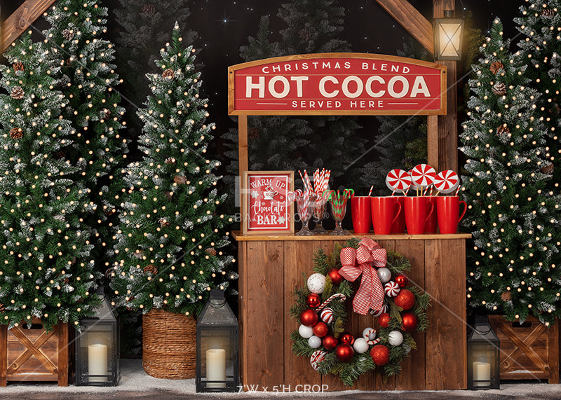 Holiday set up hot cocoa stand Christmas digital background Download Only  Download Only