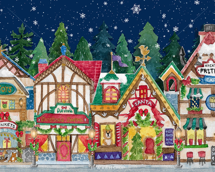 Christmas Village Mountain - HSD Photography Backdrops 