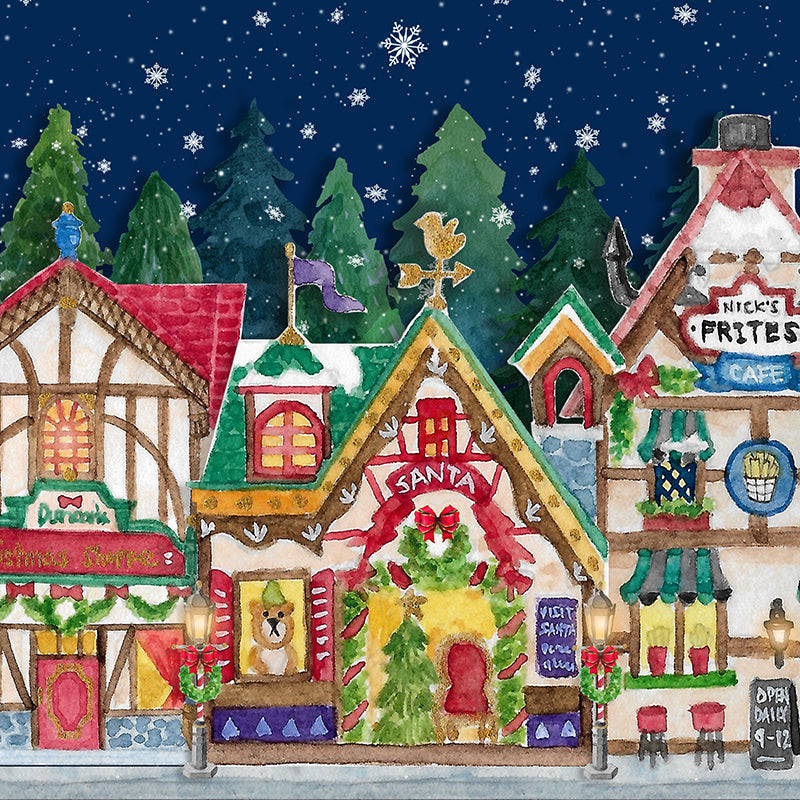 Christmas Village Mountain - HSD Photography Backdrops 