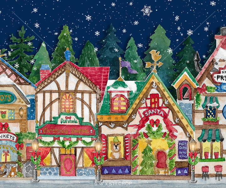 Christmas Village Mountain - HSD Photography Backdrops 