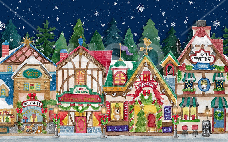 Christmas Village Mountain - HSD Photography Backdrops 