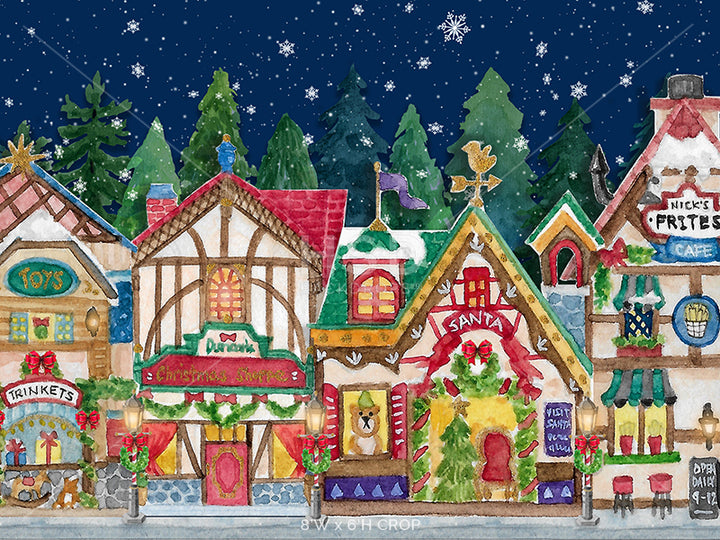 Christmas Village Mountain - HSD Photography Backdrops 