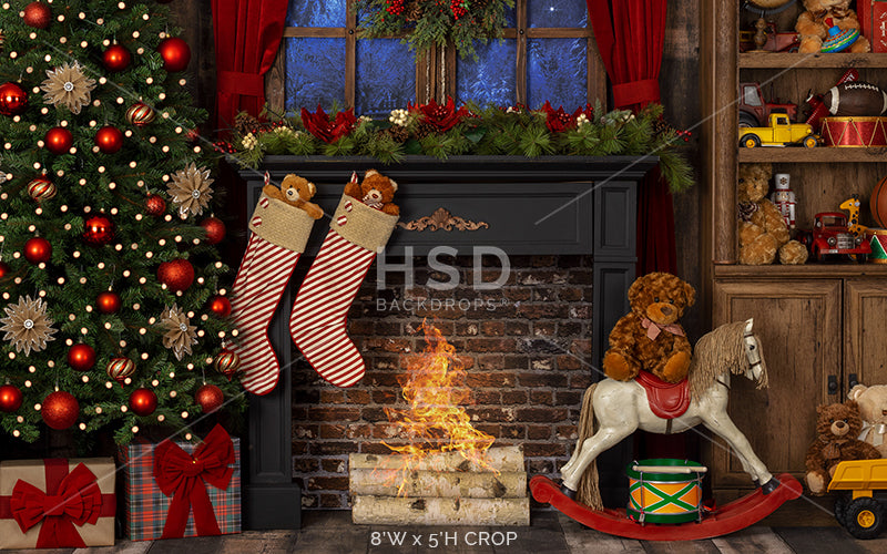 Santa's Room (fire) - HSD Photography Backdrops 