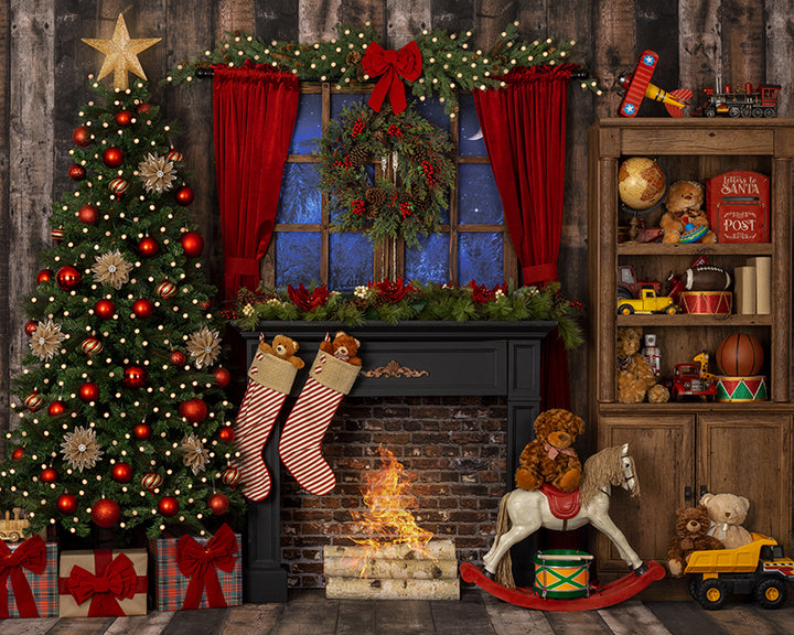 Santa's Room (fire) - HSD Photography Backdrops 