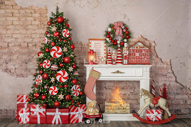 Candy Cane Christmas (fire) - HSD Photography Backdrops 